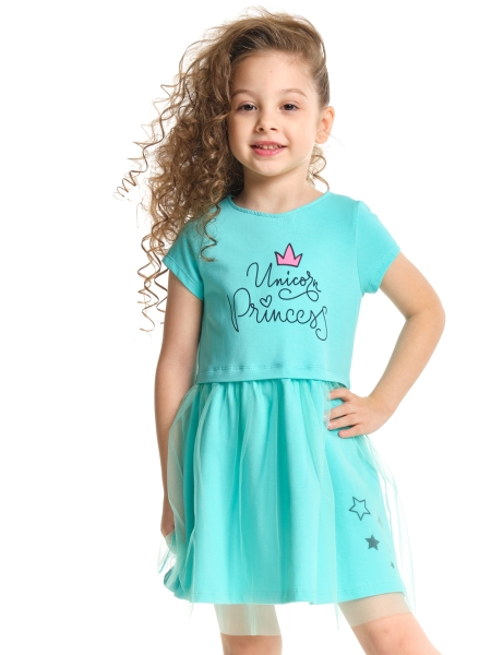 Платье для девочек Mini Maxi, модель 4076, цвет бирюзовый - Платья для девочек с коротким рукавом