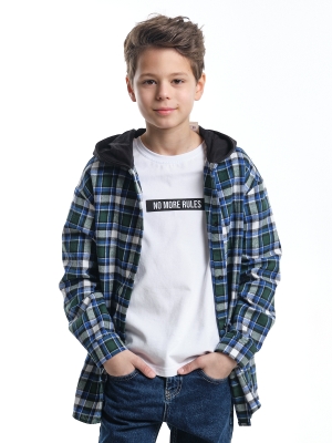 Рубашка для мальчиков Mini Maxi, модель 7740, цвет синий/зеленый/клетка