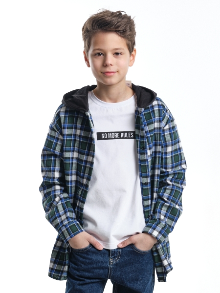 Рубашка для мальчиков Mini Maxi, модель 7740, цвет синий/зеленый/клетка - Рубашки с длинным рукавом