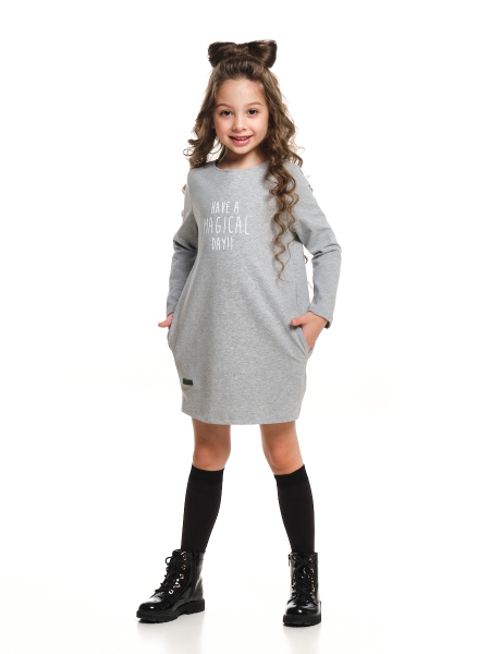 Платье для девочек Mini Maxi, модель 7052, цвет серый - Платья для девочек с длинным рукавом