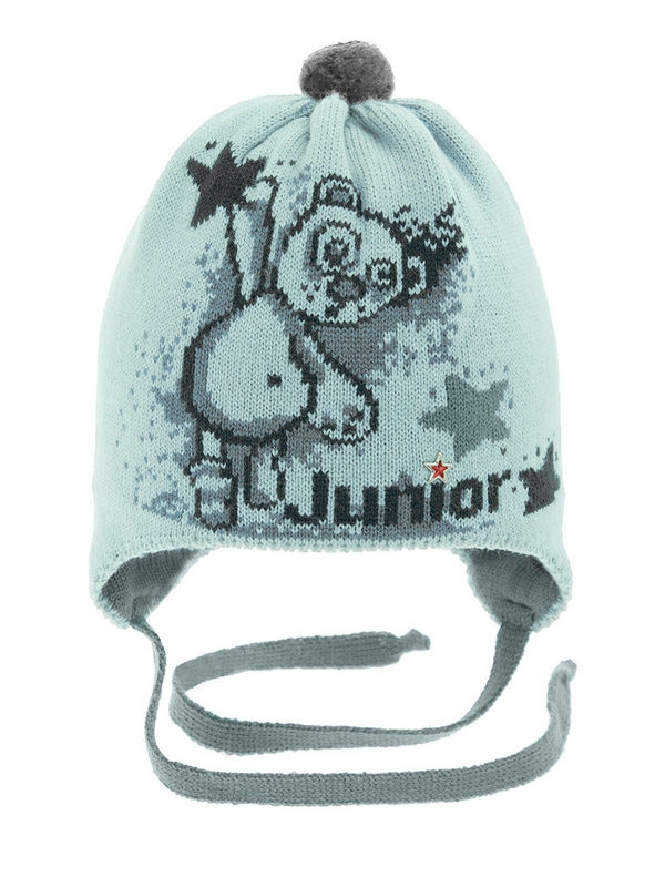 Шапка для мальчика Миша, Миалт бледно-голубой/светло-серый, весна-осень - Шапки весна-осень