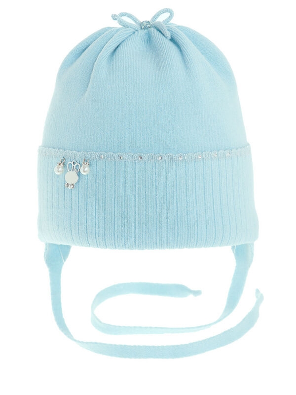 Шапка для девочки Люрекс, Миалт мятный, зима - Шапочки на завязках
