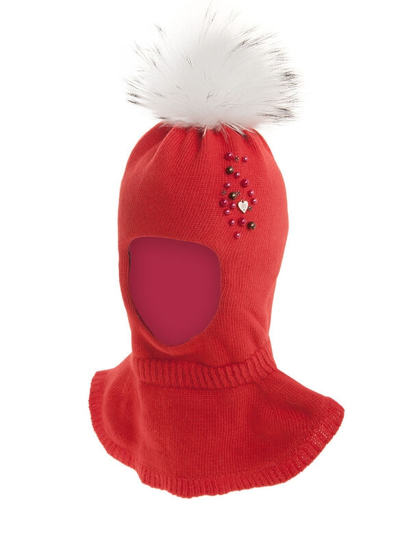 Шапка для девочки Хрусталь, Миалт красный, зима - Шапки-шлемы зима-осень