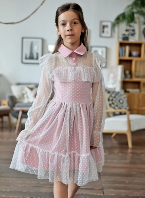 Платье для девочки нарядное БУШОН ST79, цвет пудра