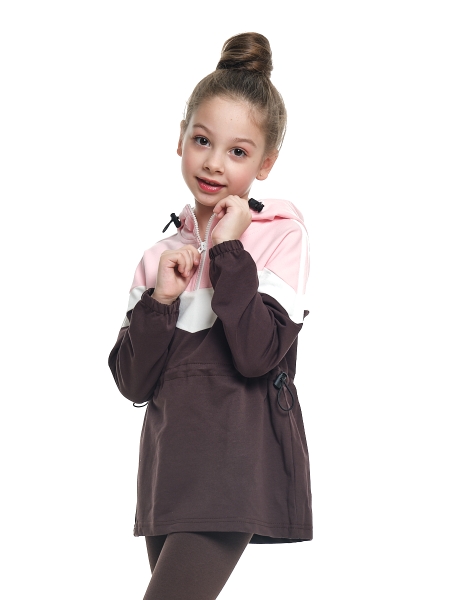 Платье-туника для девочек Mini Maxi, модель 7004, цвет розовый/коричневый - Туники для девочек