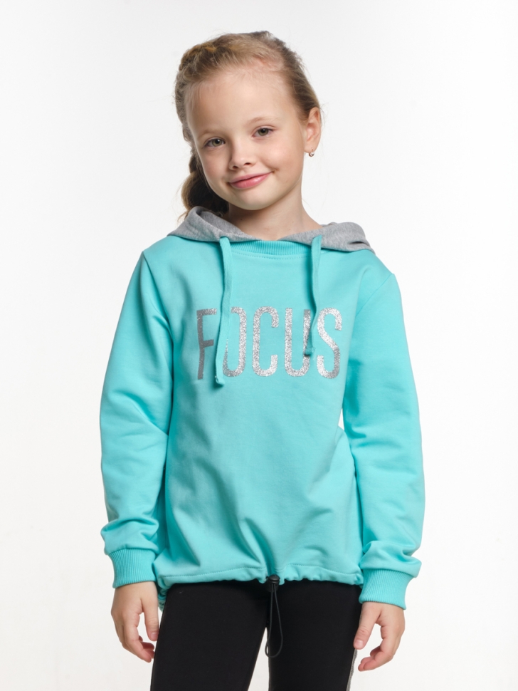 Худи для девочек Mini Maxi, модель 6916, цвет бирюзовый - Толстовки с капюшоном / худи