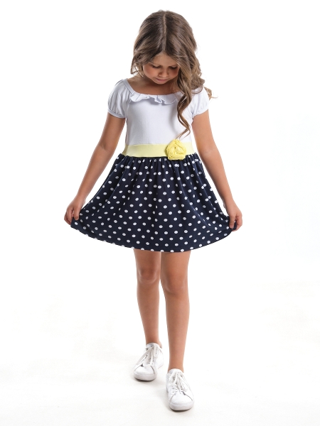 Платье для девочек Mini Maxi, модель 1525, цвет белый/мультиколор - Платья для девочек с коротким рукавом