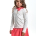 Лонгслив для девочек Mini Maxi, модель 4175, цвет белый/коралловый
