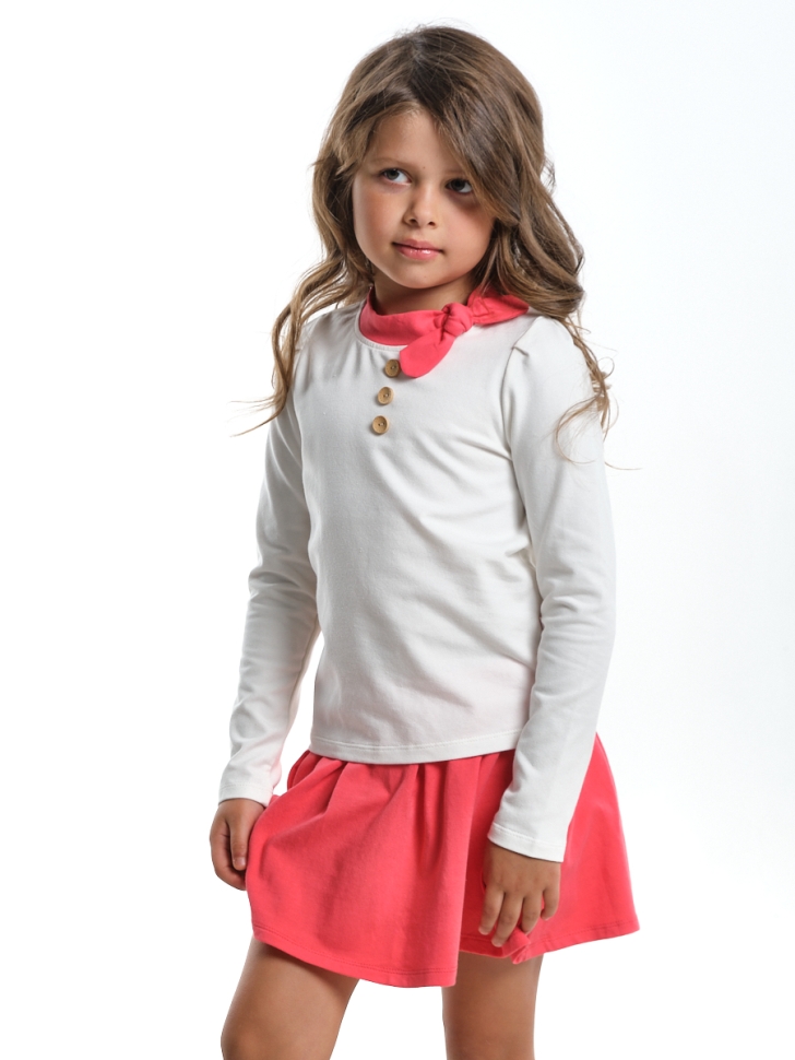 Лонгслив для девочек Mini Maxi, модель 4175, цвет белый/коралловый - Лонгсливы