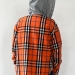 Рубашка для мальчика с капюшоном байковая БУШОН, цвет оранжевый клетка