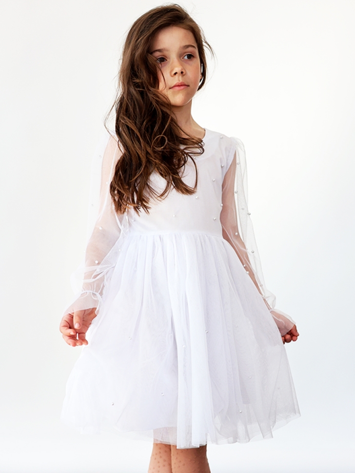 Платье для девочки нарядное БУШОН ST511, цвет белый - Платья коктельные / вечерние
