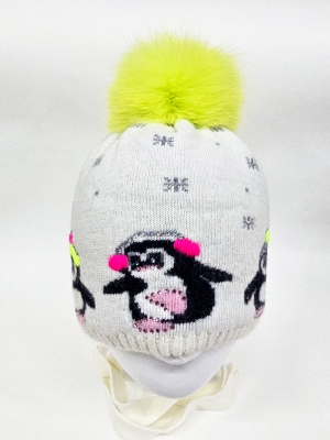 Шапка для девочки Ясельки, Миалт Белый-лимон неон