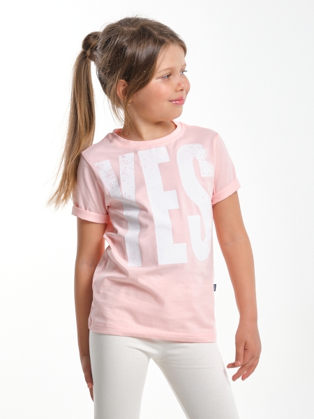 Футболка для девочек Mini Maxi, модель 0730, цвет кремовый/розовый/белый - Футболки для девочек