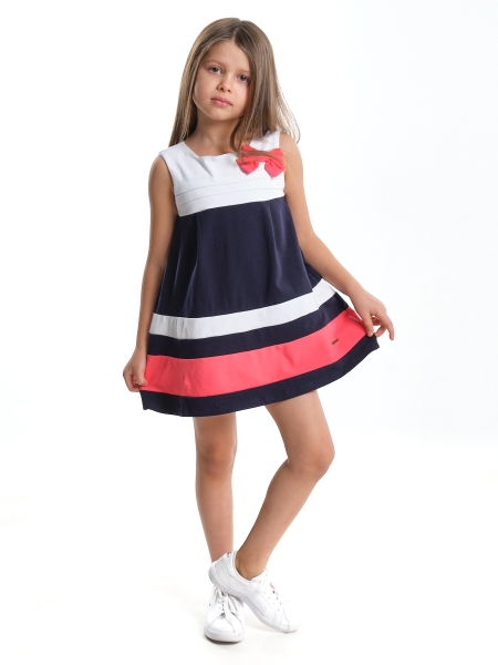 Платье для девочек Mini Maxi, модель 1740, цвет белый/коралловый - Платья для девочек с коротким рукавом
