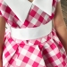 Платье для девочки нарядное БУШОН ST20, стиляги цвет светло-розовый, принт белый клетка