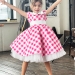 Платье для девочки нарядное БУШОН ST20, стиляги цвет светло-розовый, принт белый клетка