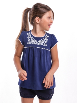 Футболка для девочек Mini Maxi, модель 1683, цвет темно-синий