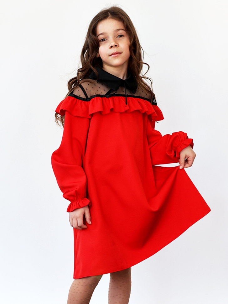 Платье для девочки нарядное БУШОН ST55, цвет красный - Платья коктельные / вечерние