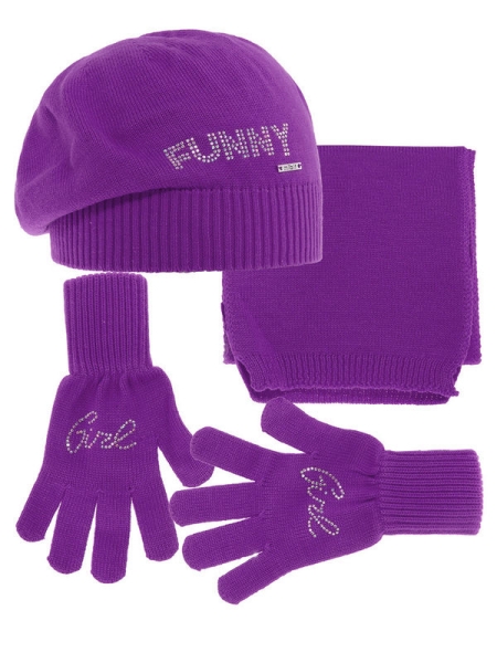 Комплект для девочки Розмари комплект, Миалт ярко-фиолетовый, весна-осень - Комплект: шапочки и шарф