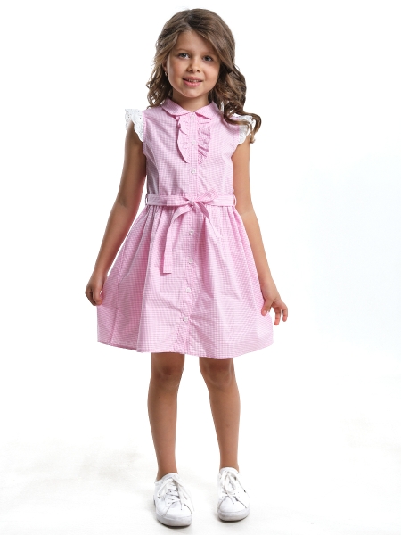 Платье для девочек Mini Maxi, модель 4563, цвет розовый/клетка - Платья для девочек с коротким рукавом