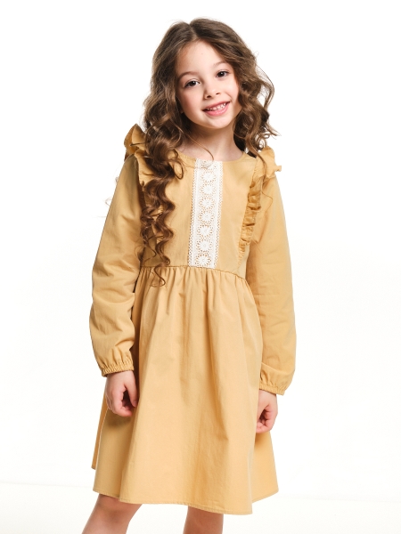 Платье для девочек Mini Maxi, модель 7352, цвет бежевый - Платья для девочек с длинным рукавом