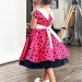Платье для девочки нарядное БУШОН ST20, стиляги цвет малиновый, принт синий горох