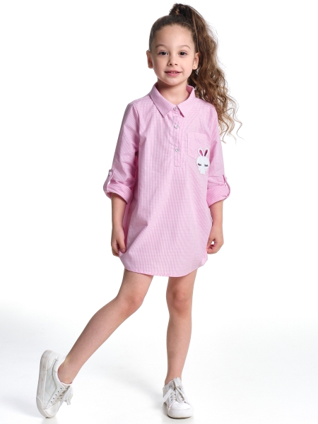 Платье для девочек Mini Maxi, модель 6056, цвет розовый/клетка - Платья для девочек с рукавом 3/4