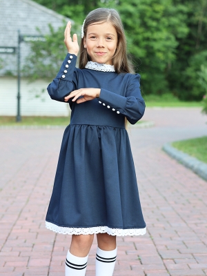Платье для девочки школьное БУШОН SK42, цвет темно-синий