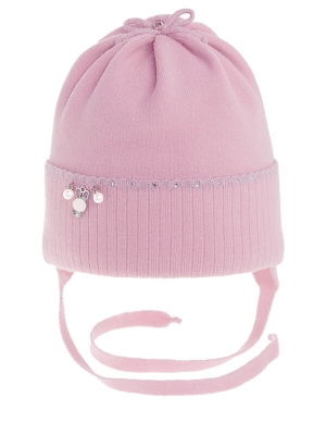 Шапка для девочки Люрекс, Миалт темно-пудровый, зима