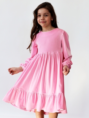 Платье велюровое нарядное БУШОН ST63, цвет розовый