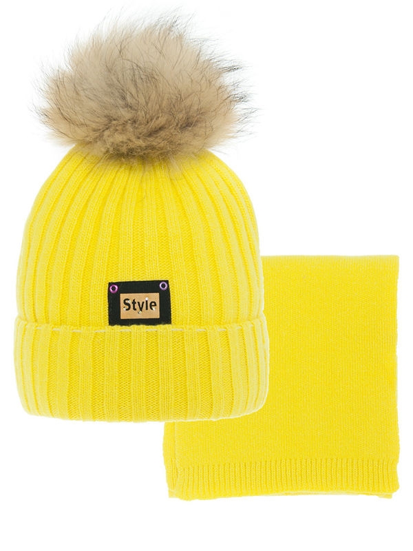 Комплект для девочки Ментол комплект, Миалт ярко-желтый - Комплекты: шапка и шарф