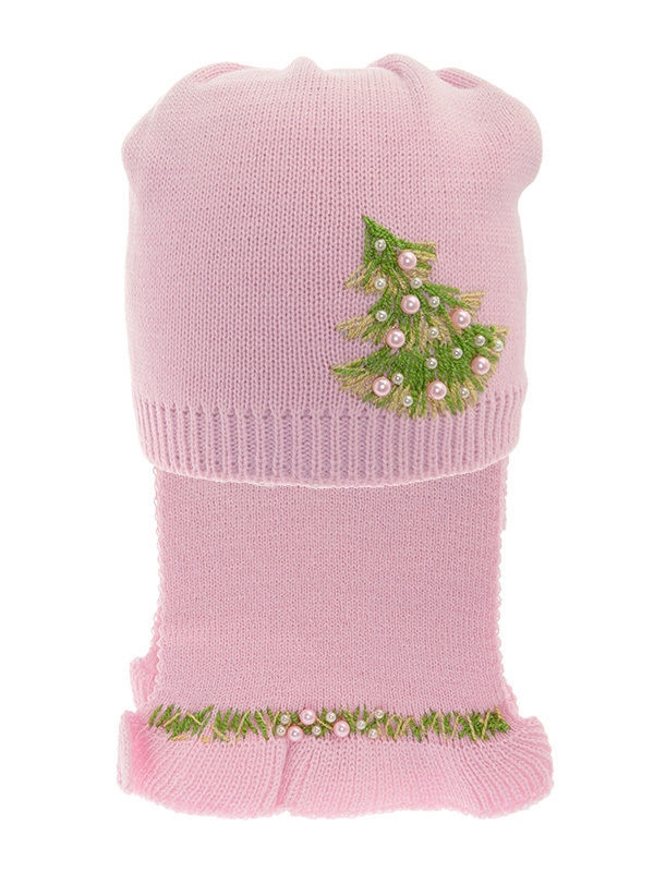 Комплект для девочки Лесная красавица, Миалт розовый - Комплекты: шапка и шарф