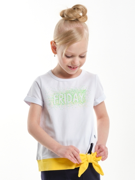 Футболка для девочек Mini Maxi, модель 2719, цвет белый/желтый - Футболки для девочек