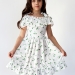 Платье для девочки вискоза БУШОН ST65, цвет белый/зеленая вишня