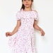 Платье для девочки вискоза БУШОН ST65, цвет белый/розовый цветы
