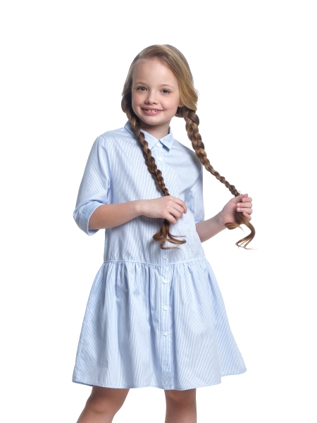 Платье для девочек Mini Maxi, модель 7485, цвет голубой/мультиколор - Платья для девочек с рукавом 3/4
