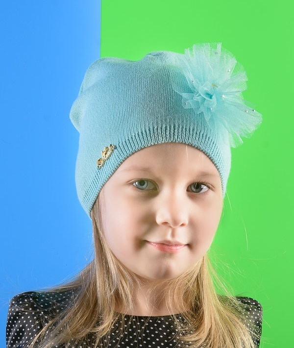 Шапка для девочки Адель, Миалт мята, весна-осень - Для девочек весна-осень