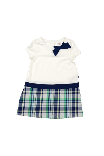 Платье для девочек Mini Maxi, модель 2747, цвет белый/клетка - Платья для девочек с коротким рукавом