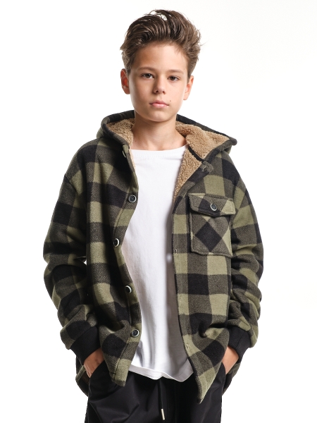 Куртка для мальчиков Mini Maxi, модель 8028, цвет хаки/клетка - Бомберы / куртки