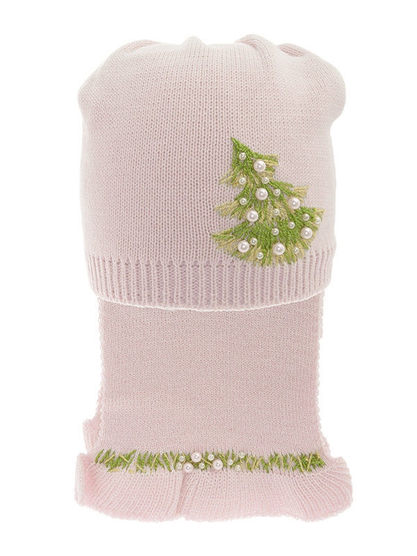 Комплект для девочки Лесная красавица, Миалт бледно-розовый - Комплекты: шапка и шарф