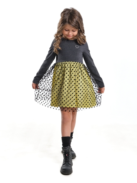 Платье для девочек Mini Maxi, модель 6157, цвет черный/желтый - Платья для девочек с длинным рукавом
