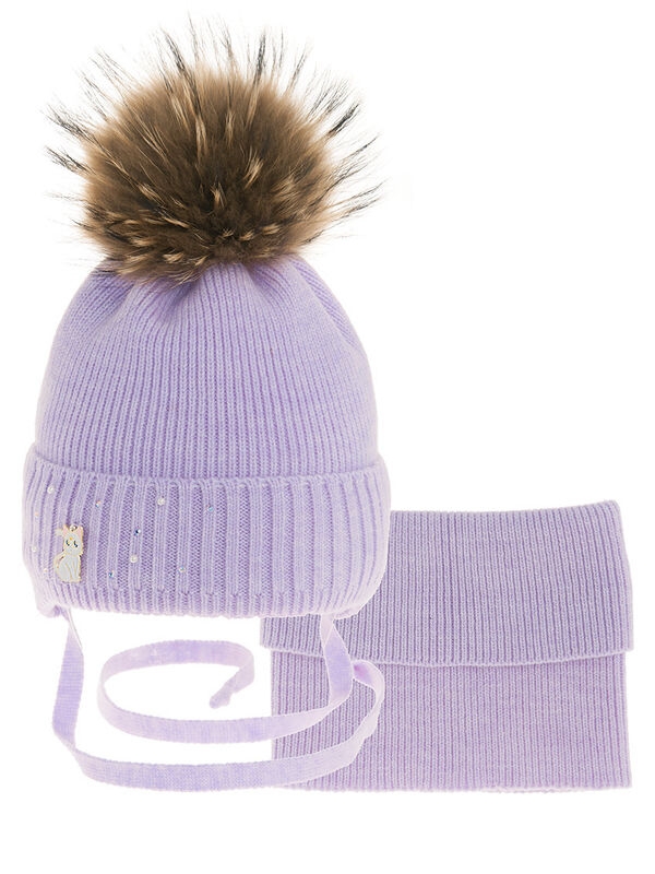 Комплект для девочки Сестренка комплект, Миалт сиреневый, зима - Комплекты: шапка и шарф