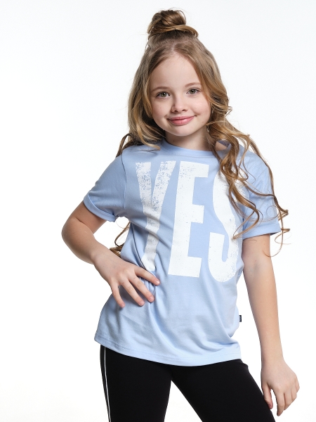 Футболка для девочек Mini Maxi, модель 0730, цвет голубой/белый - Футболки для девочек