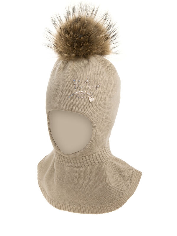 Шлем для девочки Яра, Миалт бежевый, зима - Шапки-шлемы зима-осень