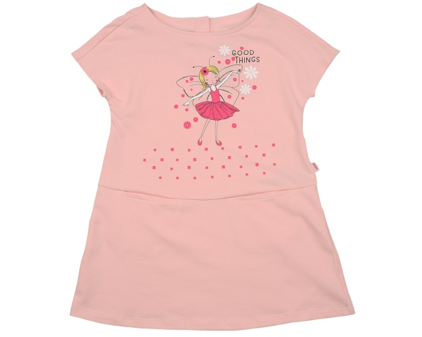 Платье для девочек Mini Maxi, модель 4073, цвет мультиколор/розовый - Платья для девочек с коротким рукавом