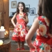 Платье для девочки нарядное БУШОН ST30, стиляги цвет красный/желтый пояс красный, принт красные цветы