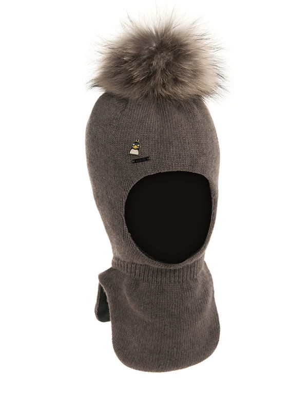 Шлем для мальчика Пингвин, Миалт коричневый, зима - Шлемы осень-зима