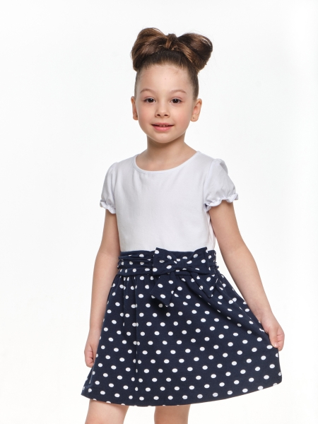 Платье для девочек Mini Maxi, модель 1220, цвет белый/мультиколор - Платья для девочек с коротким рукавом