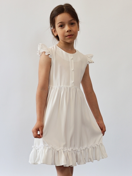Платье для девочки вискоза БУШОН ST66, цвет белый - Платья коктельные / вечерние