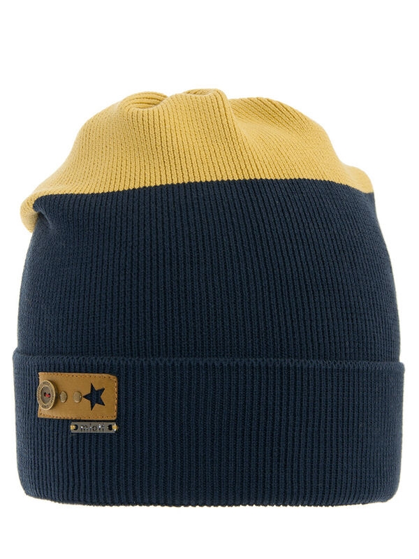 Шапка для мальчика Штат, Миалт темно-синий/горчичный, весна-осень - Шапки весна-осень